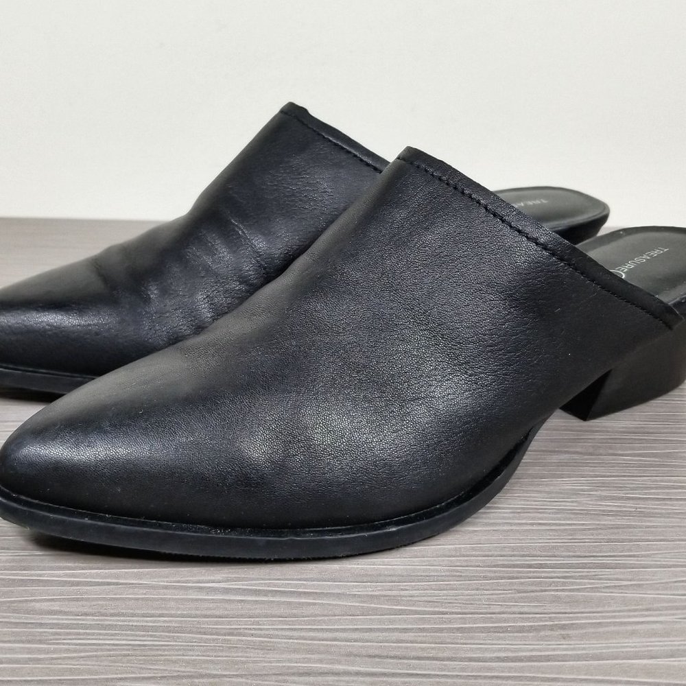 Treasure & Bond Elle Mule, Black Leather, Womens Size 9.5 M